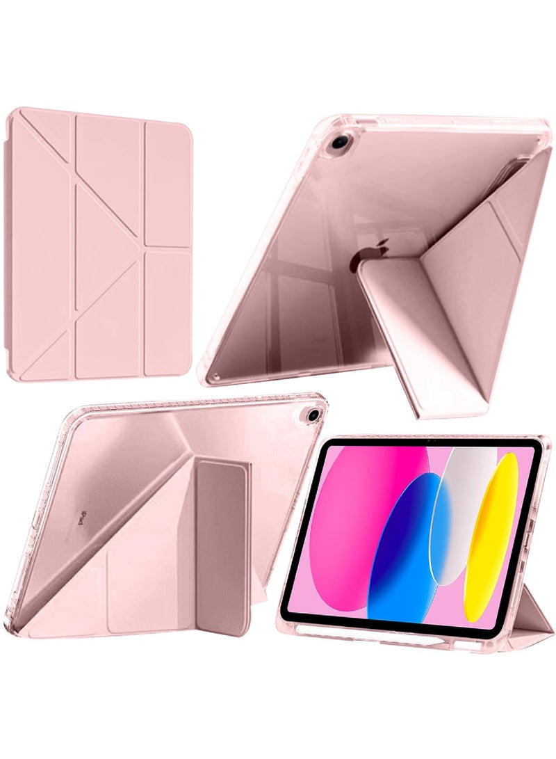 روك بو حالة لـ iPad 10.2 بوصة (الجيل التاسع / الثامن / السابع ، 2021/2020/2019) مع حامل قلم رصاص ، وضوح شفاف خلف قشرة على شكل Y ثلاثي غطاء الوقوف حالة لـ iPad 10.2 بوصة 9/8/7 إيقاظ / نوم تلقائي - Image 1