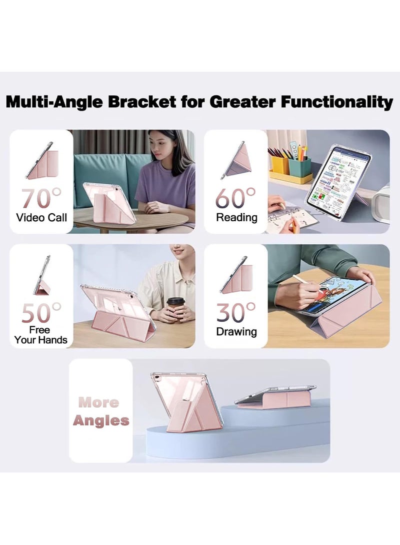 روك بو حالة لـ iPad 10.2 بوصة (الجيل التاسع / الثامن / السابع ، 2021/2020/2019) مع حامل قلم رصاص ، وضوح شفاف خلف قشرة على شكل Y ثلاثي غطاء الوقوف حالة لـ iPad 10.2 بوصة 9/8/7 إيقاظ / نوم تلقائي - Image 5