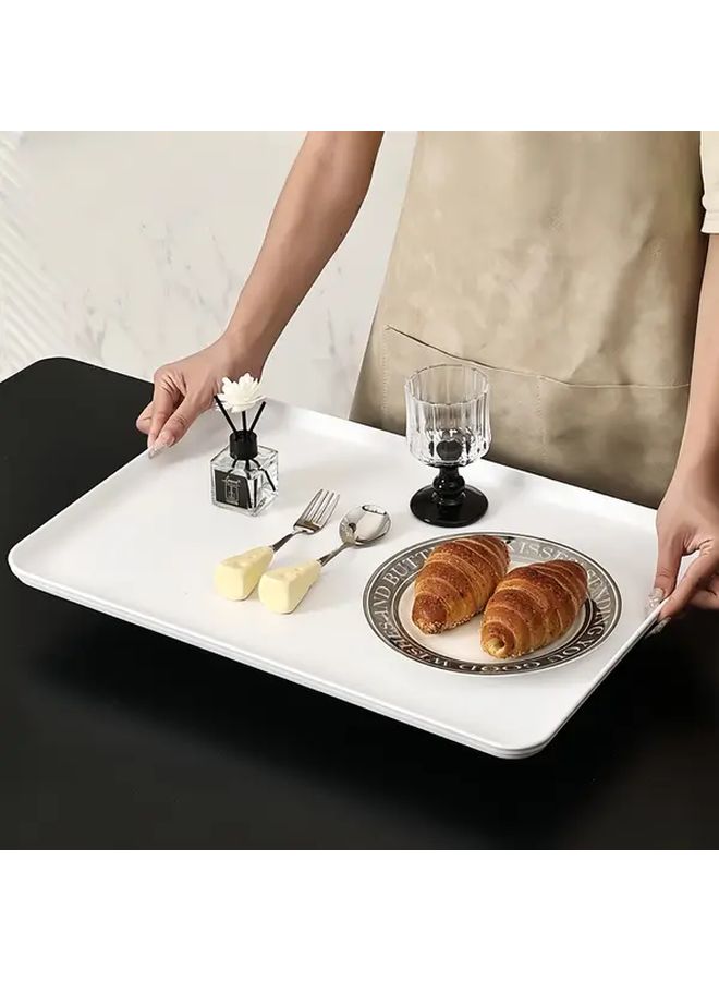 White Thickened Plastic Plate For Dining Salad Bread Pasta Main Course Party Outdoor - Image 1