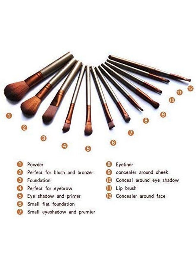 LELE Makeup Brushes Kit Set Of 12 With A Silver Storage Box And One Fan Brush And One Sponge Puff - Image 4