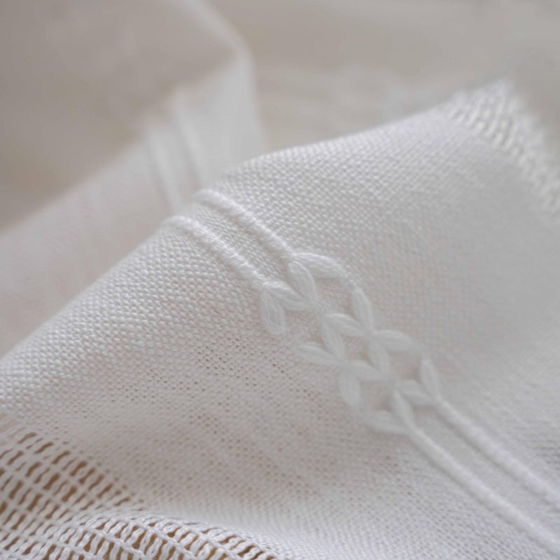BCLBUSTE Boho Curtains for Bedroom Embroidery Striped Farmhouse 84 Inches Long 2 Pannels Set White Linen Light Filtering for Living Room Rod Pocket Drapes(52" W x 84" L,White) - Image 5