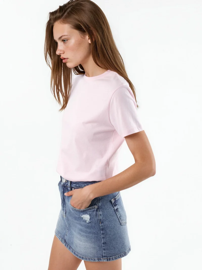 بوسيم BUSEM Plain Crew Neck Cotton T-Shirt