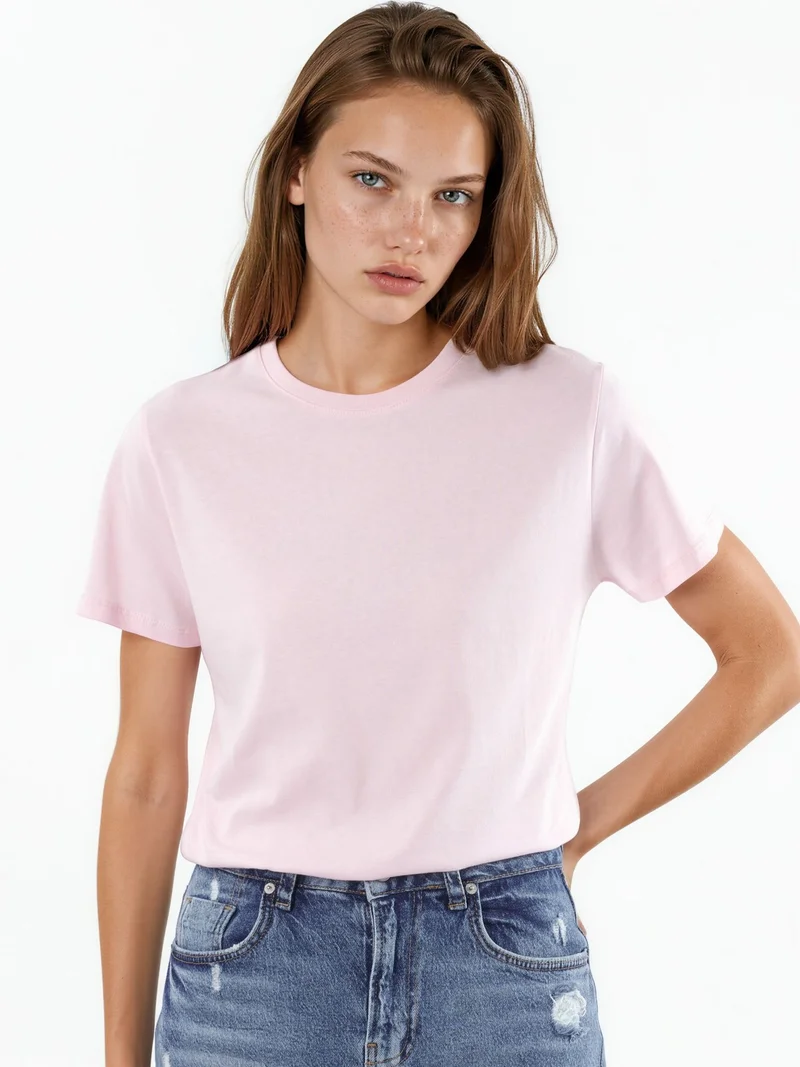 بوسيم BUSEM Plain Crew Neck Cotton T-Shirt