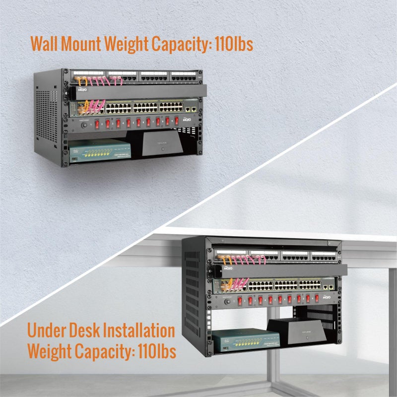 Tecmojo 4U Wall Mount Rack,4U Rack 14 inch Depth,19" Network Rack for Shallow Server and IT Equipment, Network Switches,Patch Panel Bracket,110lbs(50kg) Weight Capacity,Black - Image 3