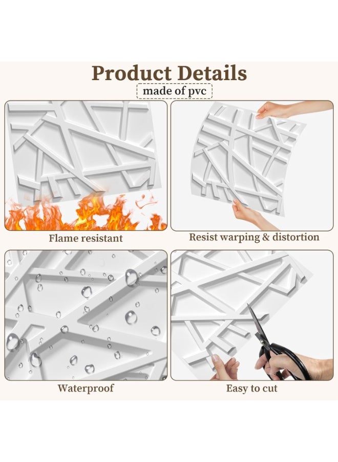 Arabest 13 Pack Decorative 3D Wall Panels, 12''x12'' Accent Texture Wall Panels for Interior Wall Decor, Wall Covering Panles for Living Room Gaming Room Bedroom TV Background Cover 32 Sq.Ft White - Image 3