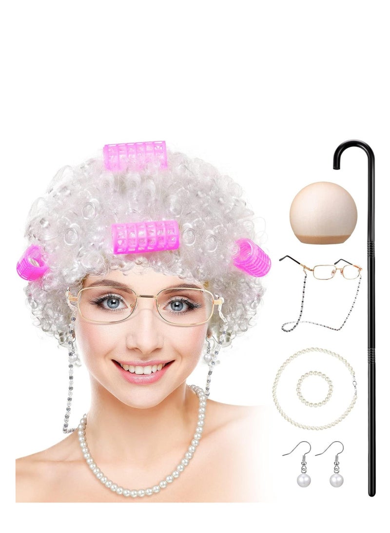 Old Lady Wig Costume for Women 100 Days of School Costume for Kids Girls Grandma Granny Costume Wig for   Cosplay - Image 1