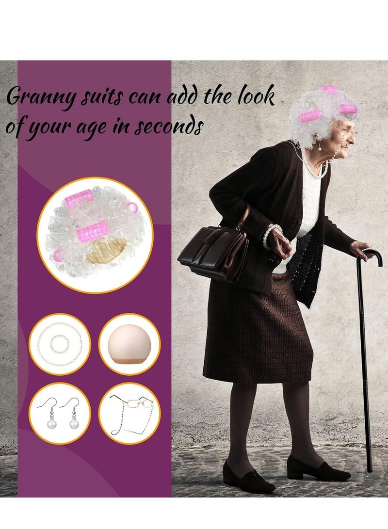 Old Lady Wig Costume for Women 100 Days of School Costume for Kids Girls Grandma Granny Costume Wig for   Cosplay - Image 4