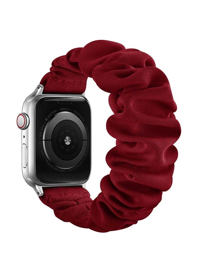 Perfii Flexi Elastic Solo Loop Band For Apple Watch Series 6/SE/5/4/3/2/1 Dark Red - Image 2