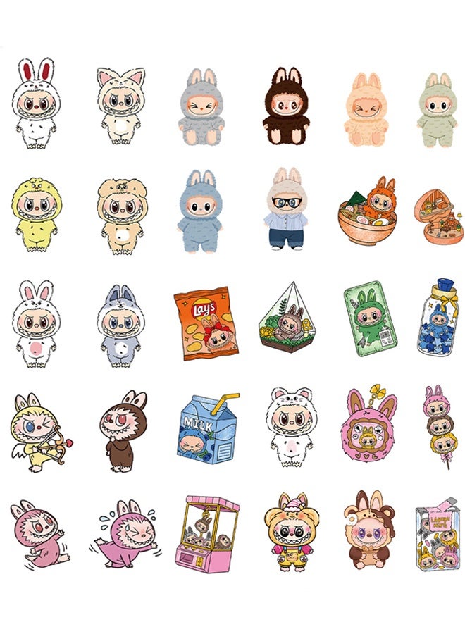 دبليو أف أف أو 105 قطعة ملصقات أرنب كرتونية - ملصقات فينيل مقاومة للماء للزجاجات والمحمول والهاتف والحاسوب والجيتار، هدايا للمراهقين والفتيات والمعجبين - Image 3