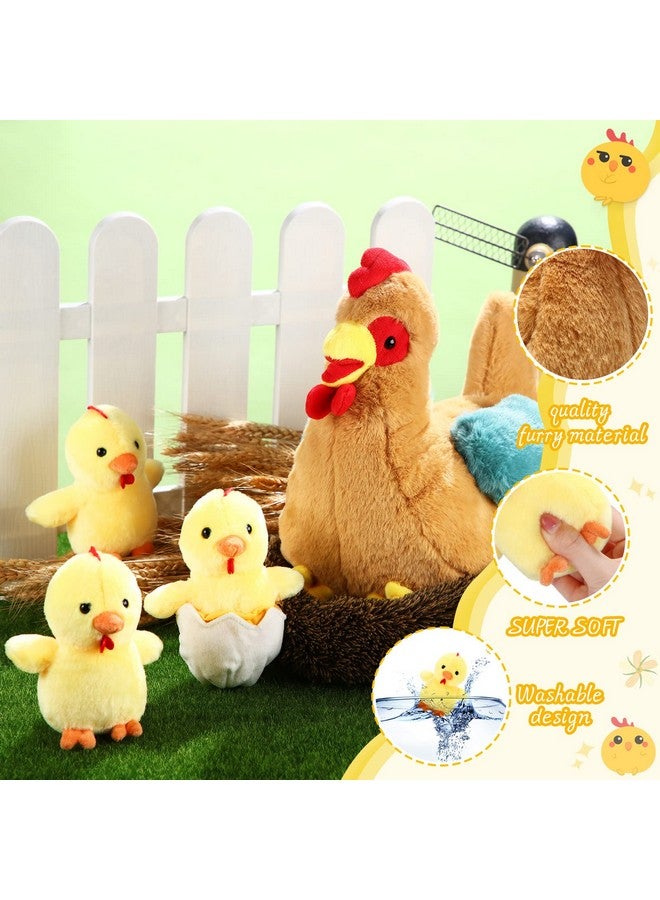 Skylety Chicken Stuffed Animal Plush Toy Egg Laying Hen with Zippered Belly, Hen House and Little Baby Chicks for Easter Stuffers Party Supplies(Vivid Style) - Image 5