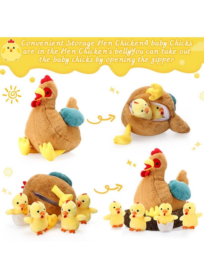 Skylety Chicken Stuffed Animal Plush Toy Egg Laying Hen with Zippered Belly, Hen House and Little Baby Chicks for Easter Stuffers Party Supplies(Vivid Style) - Image 4