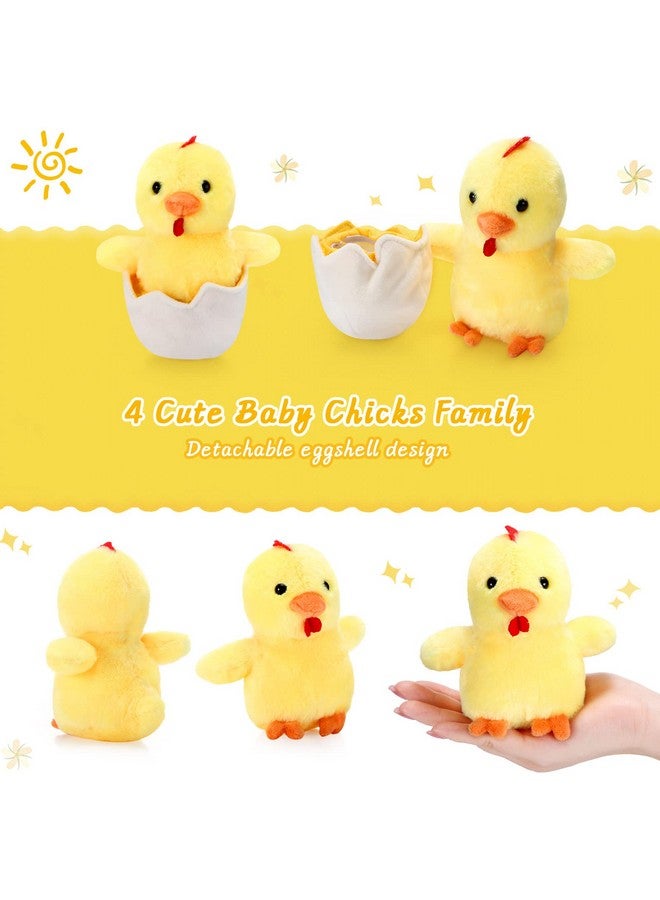 Skylety Chicken Stuffed Animal Plush Toy Egg Laying Hen with Zippered Belly, Hen House and Little Baby Chicks for Easter Stuffers Party Supplies(Vivid Style) - Image 3