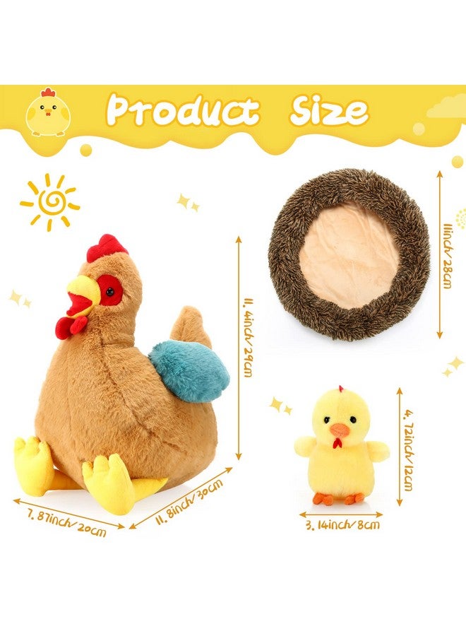 Skylety Chicken Stuffed Animal Plush Toy Egg Laying Hen with Zippered Belly, Hen House and Little Baby Chicks for Easter Stuffers Party Supplies(Vivid Style) - Image 2