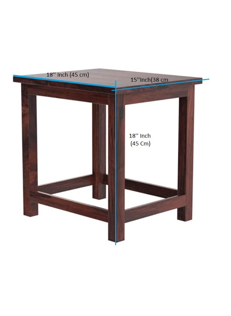 Umark Umark Wooden Sitting Stool 18 Inch For Home | Wooden Square Stool Sheesham Wood Table Stool For Bedroom Outdoor Office & Multipurpose Use In Natural Finish - Brown  - Image 3