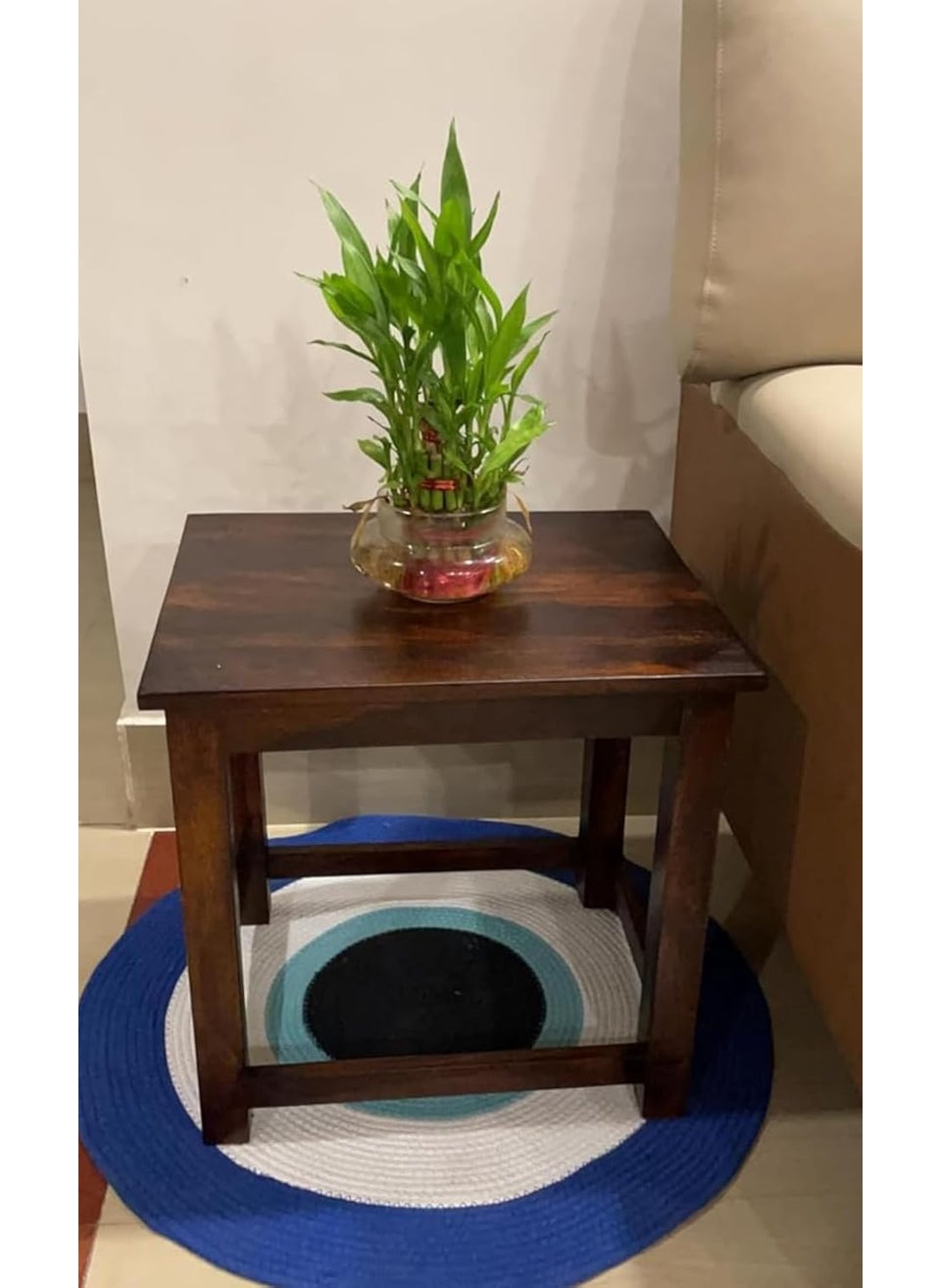 Umark Umark Wooden Sitting Stool 18 Inch For Home | Wooden Square Stool Sheesham Wood Table Stool For Bedroom Outdoor Office & Multipurpose Use In Natural Finish - Brown  - Image 2