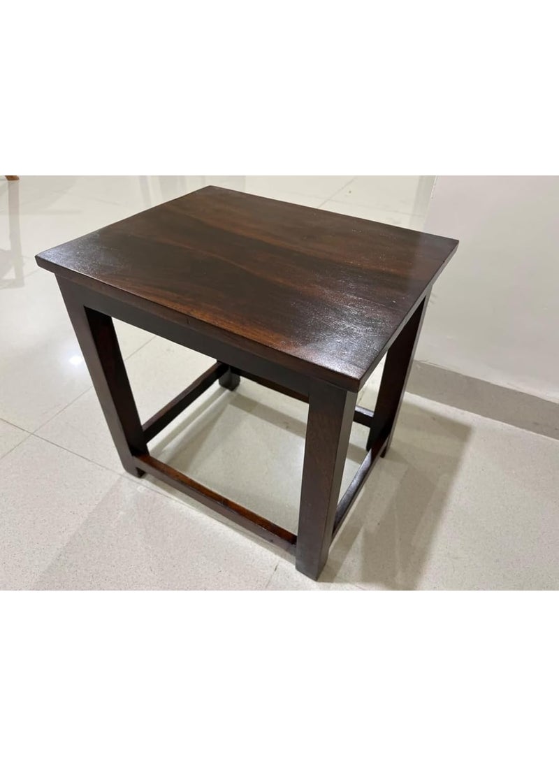 Umark Umark Wooden Sitting Stool 18 Inch For Home | Wooden Square Stool Sheesham Wood Table Stool For Bedroom Outdoor Office & Multipurpose Use In Natural Finish - Brown  - Image 4