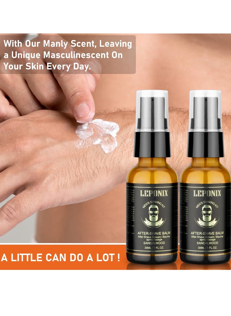 LEPONIX - LEPONIX After Shave Balm for Men, Luxury Aftershave Lotion - Face Moisturizes and Razor Bump Relief, Post Shave Balm Men- After Shave Face Lotion for Soothe Skin, Sandalwood Scent (Pack of 2) - Image 1