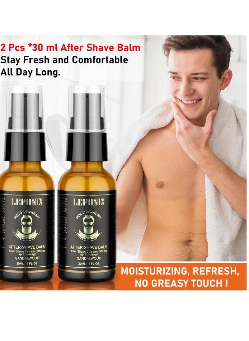 LEPONIX - LEPONIX After Shave Balm for Men, Luxury Aftershave Lotion - Face Moisturizes and Razor Bump Relief, Post Shave Balm Men- After Shave Face Lotion for Soothe Skin, Sandalwood Scent (Pack of 2) - Image 1