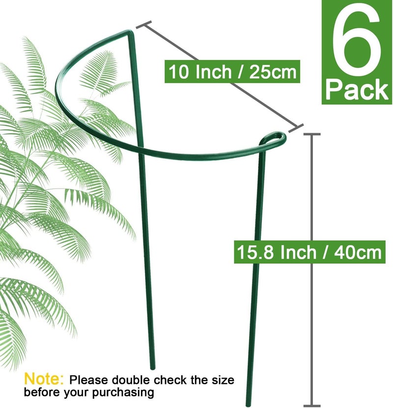 HiGift Plant Support Stakes, 6 Pack Metal Peony Cages and Supports, Garden Stakes Plant Support Cage, Large Plant Support Ring for Outdoor Indoor Snake Plant Peony Rose Flowers Vine (10" W x 15.8" H) - Image 4