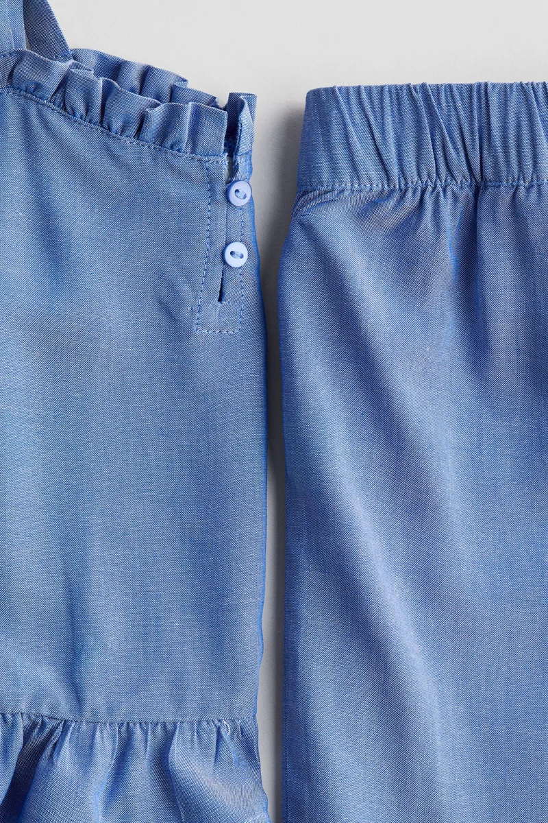 اتش اند ام طقم قطني بحواف كشكشة - عبوة من قطعتين