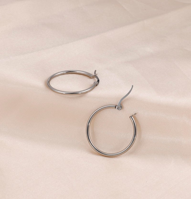 Staligue 4Pairs Titanium Hoop Earrings for Sensitive Ears Thin Hypoallergenic Titanium Earrings Hoops for Women Men Lightweight G23 Small Huggie Hoop Earrings 12MM 15MM 20MM 25MM (Silvery) - Image 3