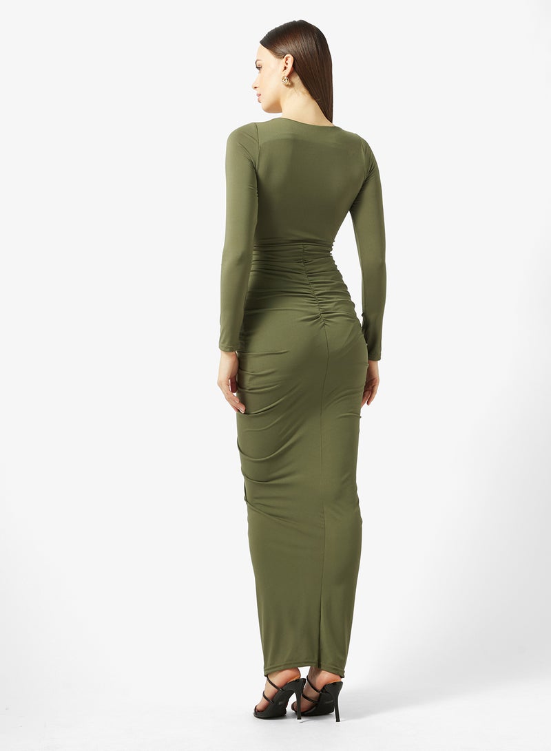 تي اف ان سي فستان ماكسي بأكمام طويلة وفتحة جانبية مكشكش - Image 2