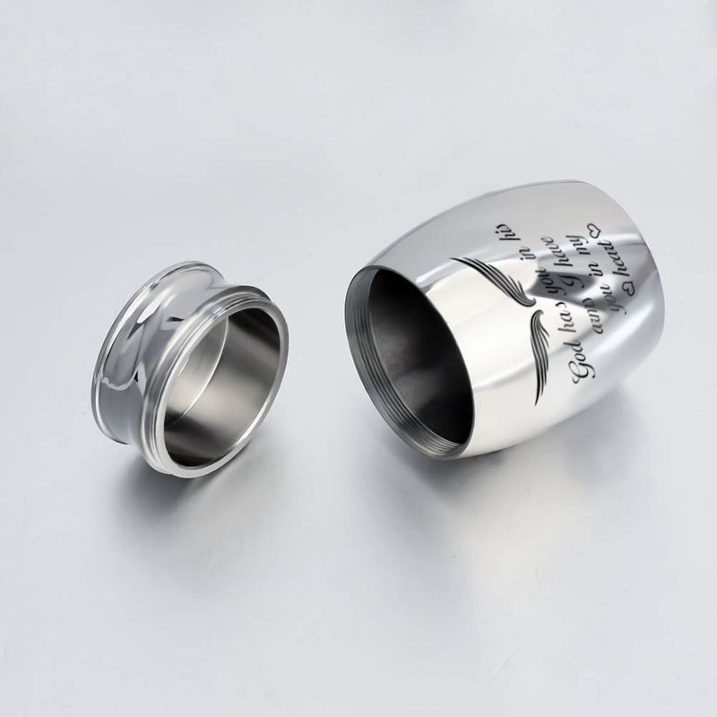 Dletay Small Keepsake Urns For Ashes Mini Cremation Urns For Ashes Stainless Steel Memorial Ashes Holder-God Has You In His Arms  I Have You In My Heart - Image 4
