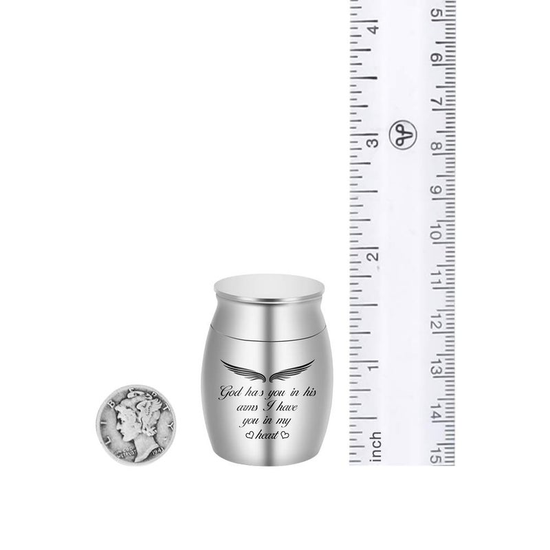 Dletay Small Keepsake Urns For Ashes Mini Cremation Urns For Ashes Stainless Steel Memorial Ashes Holder-God Has You In His Arms  I Have You In My Heart - Image 3