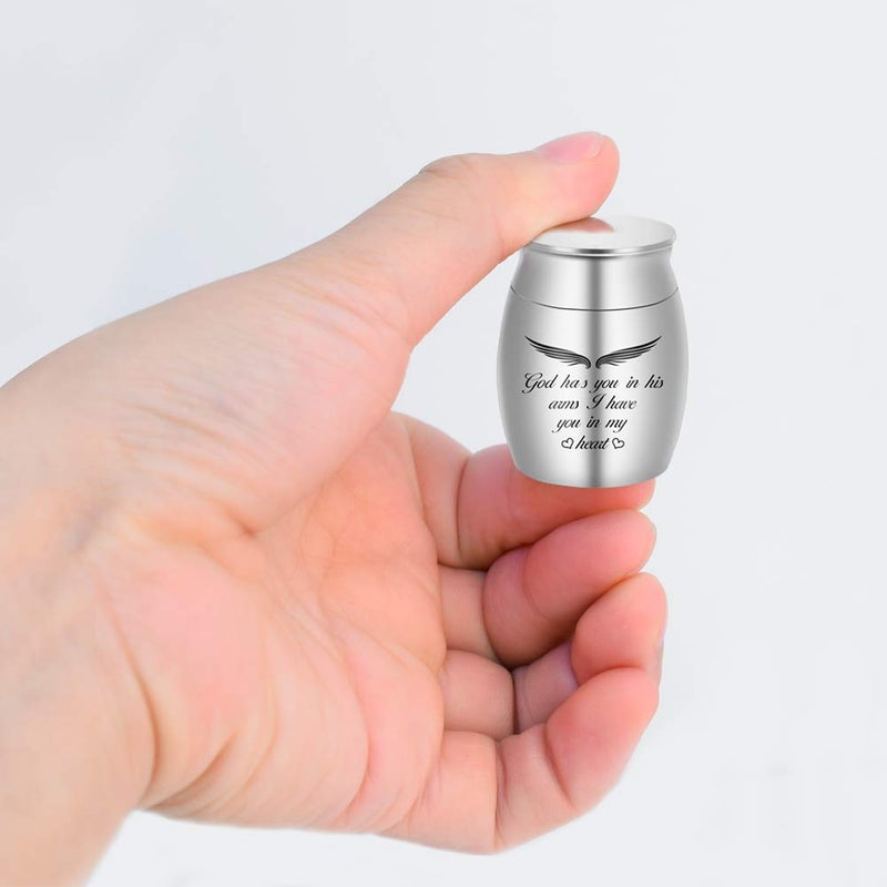 Dletay Small Keepsake Urns For Ashes Mini Cremation Urns For Ashes Stainless Steel Memorial Ashes Holder-God Has You In His Arms  I Have You In My Heart - Image 2