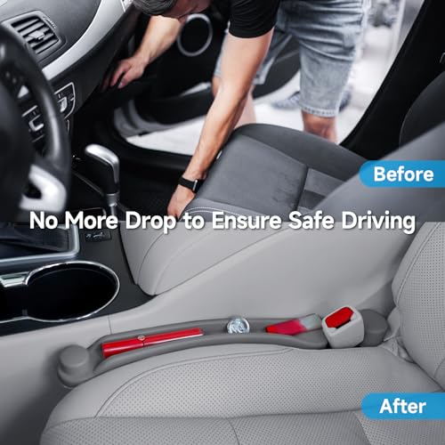 Givifive Car Seat Gap Filler Set of 2, 3IN1 Seat Side Gap Filler Plug with Storage Slot & Hook Function, Soft Foam Universal Fit Car SUV Truck Fill Gap Between Seats Console Organizer（Standard Carbon Gray） - Image 2