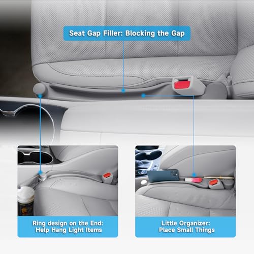 Givifive Car Seat Gap Filler Set of 2, 3IN1 Seat Side Gap Filler Plug with Storage Slot & Hook Function, Soft Foam Universal Fit Car SUV Truck Fill Gap Between Seats Console Organizer（Standard Carbon Gray） - Image 3