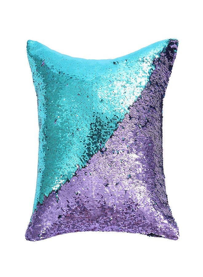 SquarePie Reversible Sequin Pillow Covers Set of 2, Flip Sequin Decorative Pillowcases, Magic Sublimation Throw Cushion Covers,18x18 Inches Teal Blue and Light Purple - Image 2