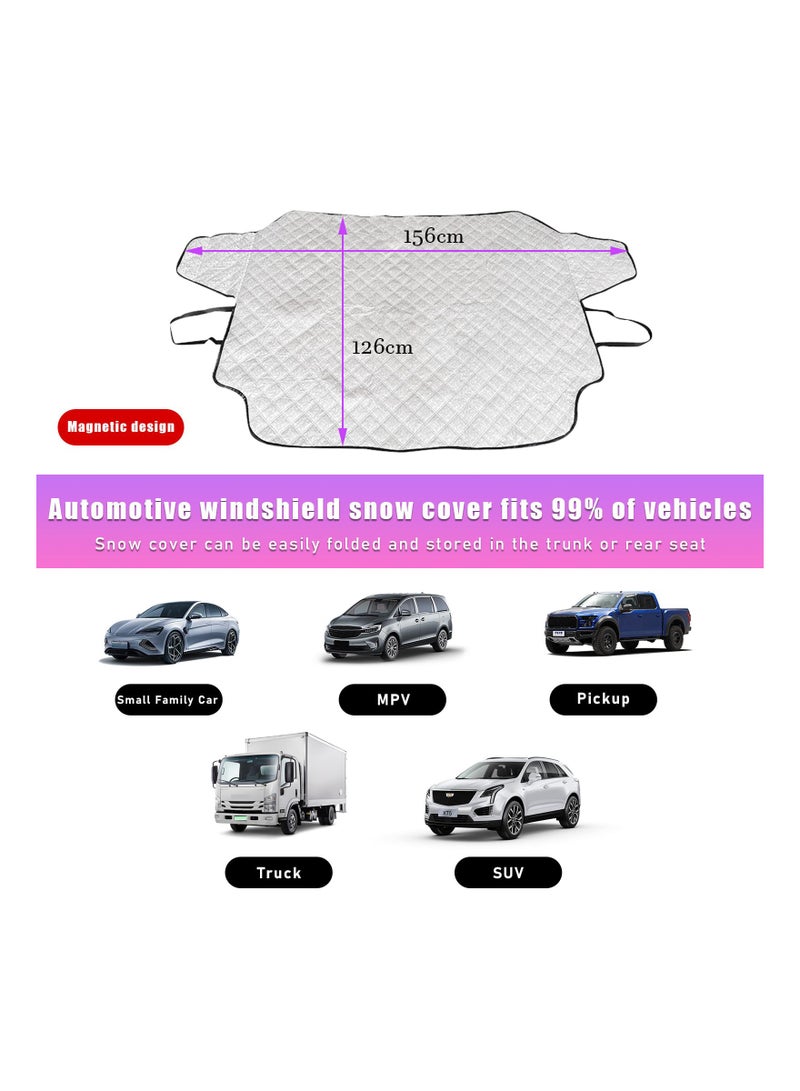 SYOSI Winter Windshield Cover with Built in Magnets and 4 Layers Protection Protects from Snow Ice Frost Sun Weather Resistant Front Car Accessories 156X126CM - Image 5