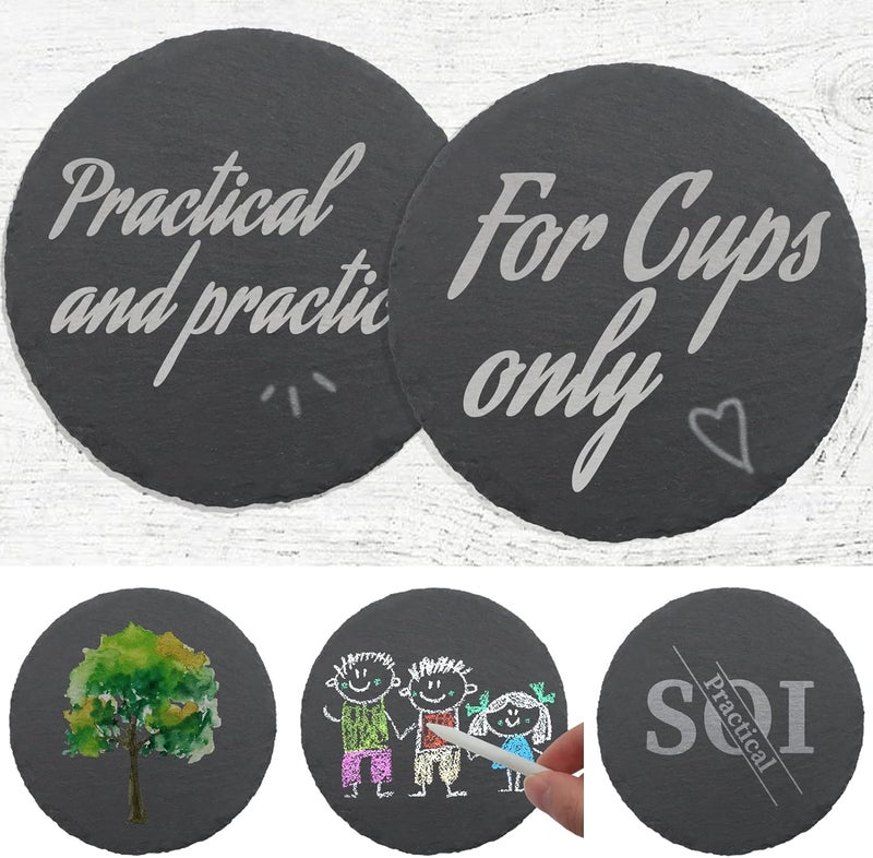 VibraTITE Slate Coasters, Pack of 12 Round Glass Coasters with Holder, Slate Plate 12 x 12 cm, Black for Drinks, Glass, Cups, Bar - Image 5