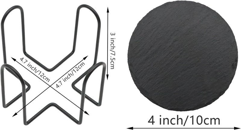 VibraTITE Slate Coasters, Pack of 12 Round Glass Coasters with Holder, Slate Plate 12 x 12 cm, Black for Drinks, Glass, Cups, Bar - Image 2