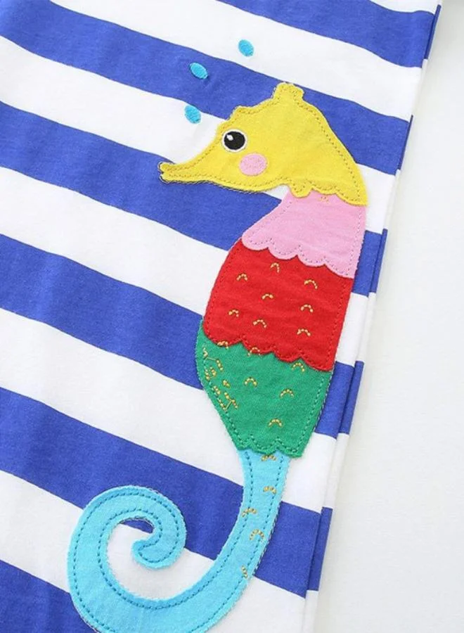 YUNIQEE Striped Seahorse Appliqué Dress