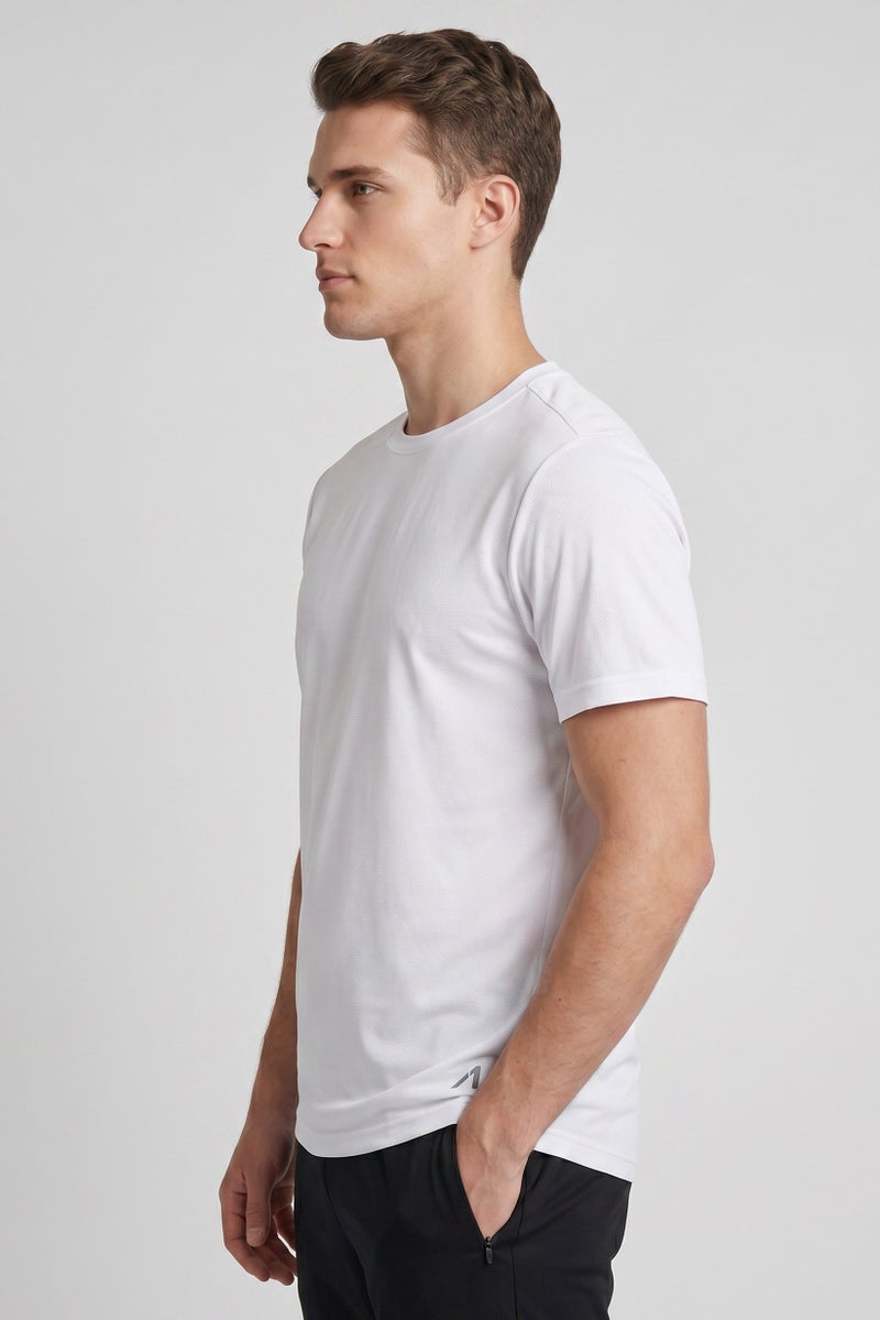 Alive Men Sportswear Fit Short Sleeve Outdoor T-Shirt, White - Image 3