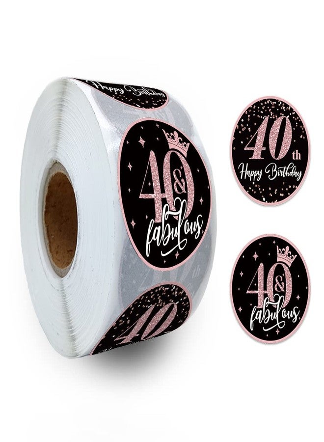 REWIDPARTY Rose Gold 40th Birthday Stickers (500 PCS) - Luxury Modern Gold Design - Waterproof - Round - Happy 40th Birthday - Image 1