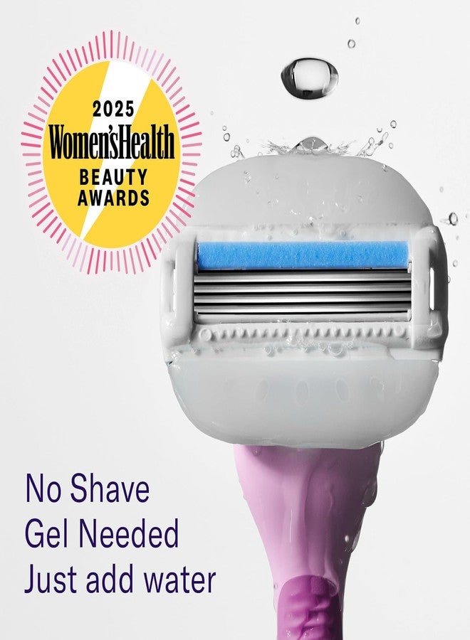 Flamingo Moisture Plus Women's Razor Set - Razor Handle, 4 Blade Refills, Shower Holder - Fig - Image 3