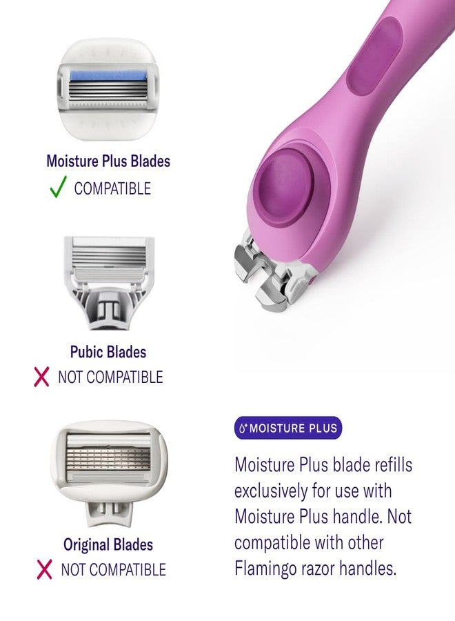 Flamingo Moisture Plus Women's Razor Set - Razor Handle, 4 Blade Refills, Shower Holder - Fig - Image 2