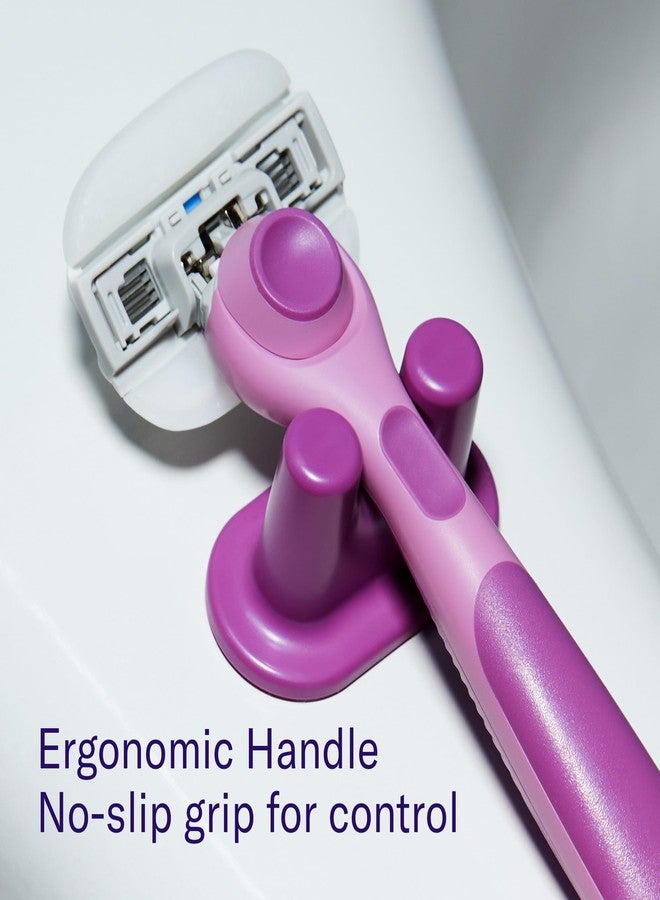 Flamingo Moisture Plus Women's Razor Set - Razor Handle, 4 Blade Refills, Shower Holder - Fig - Image 4