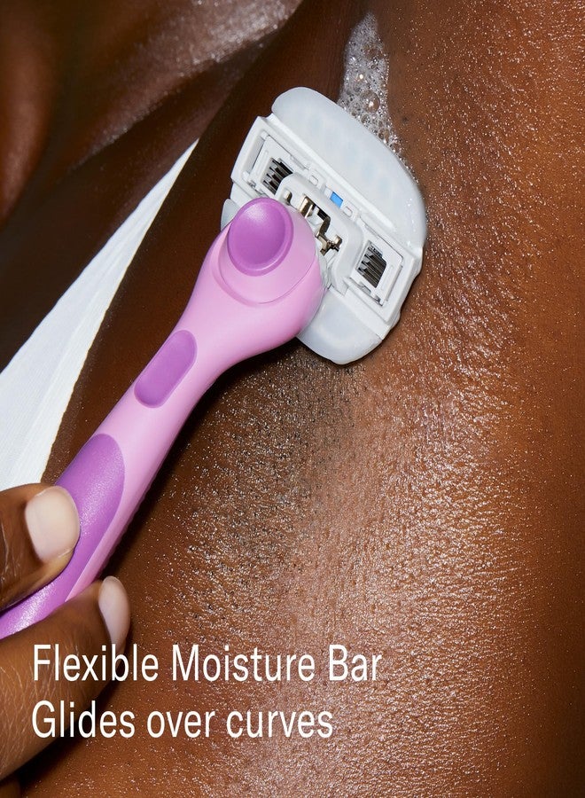 Flamingo Moisture Plus Women's Razor Set - Razor Handle, 4 Blade Refills, Shower Holder - Fig - Image 5