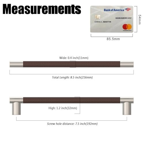 Coinkoly 10 Pack 75192mm Hole to Hole Brown and Satin Nickel Cabinet Pulls Knurled Zinc Alloy Handles with Coffee Silver Finish for Kitchen Drawers Vanity Dresser TwoTone Cabinet Hardware - Image 3