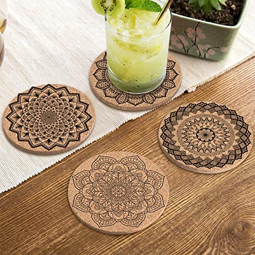 KFK Coasters for Drinks Absorbent Cork Coasters with Holder Housewarming Gifts for New Home Present for Friends,Living Room Decor,Apartment Decor - Image 4