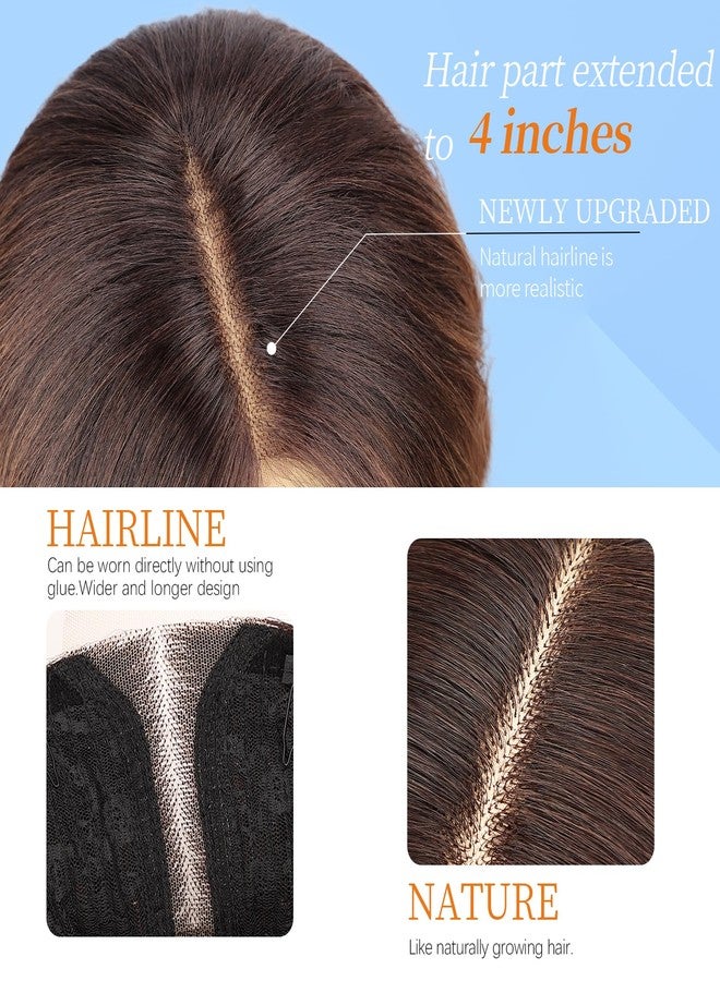 Nnzes Long Brown Mixed Blonde Wavy Wig 4x1 Lace Natural Hairline Middle Part Curly Heat-Resistant Synthetic Fiber for Women & Beginners Daily Party Use 26In - Image 3