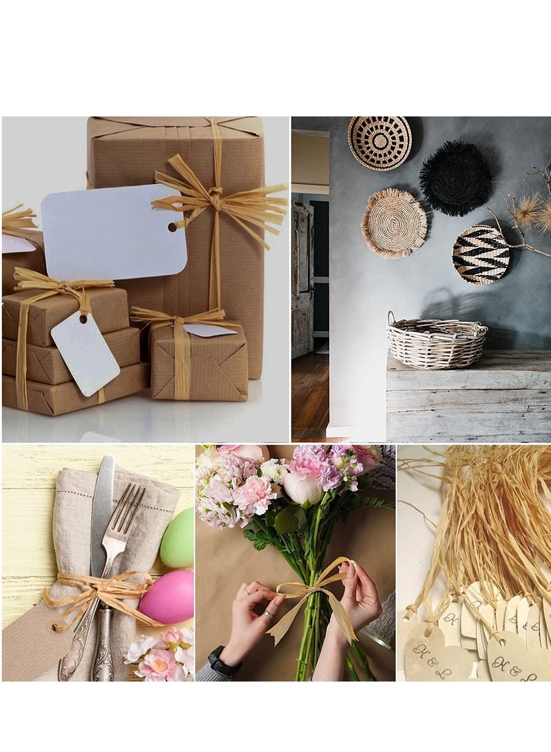 SYOSI 3 رول من شريط ورق الرافيا، 200 متر من شريط الورق المطفأ، خيوط تغليف الشريط لعملية تغليف الهدايا في المناسبات، دي آي واي زينة الحرف الفنية، باقة ثابتة (بني) - Image 5