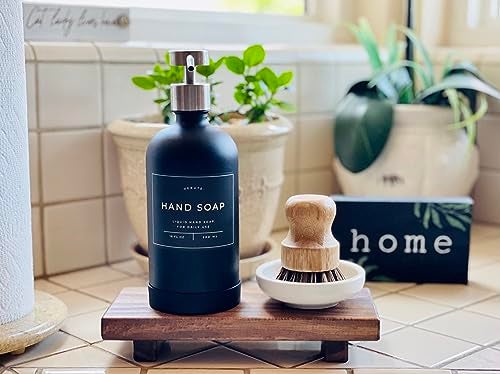 GRID FORTE Wood Pedestal Soap Stand, Farmhouse Wood Riser, Soap Dish Holder/Tray Counter Decor for Bathroom Kitchen, Rustic Candle Plant Holder, Display Rectangular Decorative (Antique Walnut) - Image 4