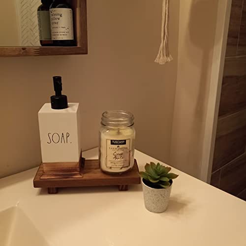 GRID FORTE Wood Pedestal Soap Stand, Farmhouse Wood Riser, Soap Dish Holder/Tray Counter Decor for Bathroom Kitchen, Rustic Candle Plant Holder, Display Rectangular Decorative (Antique Walnut) - Image 5