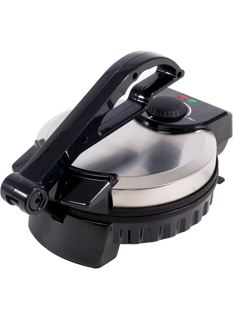 8 Inch Nonstick Roti Chapati Maker Electric Flatbread Tortilla Maker with Adjustable Temperature Easy Clean Plates 900W Compact Design - Image 1