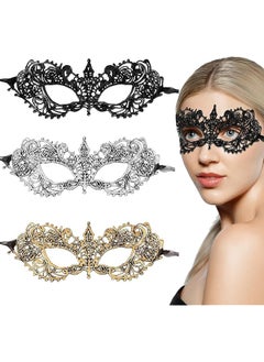 The Bros 3 Pieces Masquerade Masks, Lace Eye Mask Lady Girl Face Venetian Lace Mask for Ball Party Venetian Masquerade Costume Masquerade Party Cosplay Costume Props  - Image 1